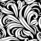 Floral black and white leafy Baroque seamless pattern. Vector da