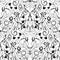 Floral black and white vector seamless pattern. White flourish a