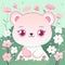 Floral Bliss: Bear in a Field of Flowers Illustration