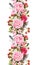 Floral border with flowers, roses, feathers. Vintage repeated strip. Watercolor