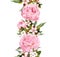 Floral border - pink peony flowers and cherry blossom. Repeating romantic banner. Watercolor