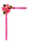 Floral border, pink roses, ribbon, tall vertical