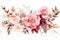 floral border of roses in ivory and pink