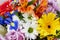 Floral bouquet of colorful bright flower. floristic arrangement closeup