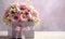 Floral bouquet of different flowers, bunch of flowers. pink roses, Chrysanthemum. Ai Generated