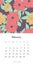 Floral calendar February 2020 with fashion print. Plant in blossom, branch with flower ink sketch. Vector illustration