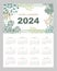 Floral calendar set template for 2024 year