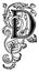 Floral Capital D, vintage illustration