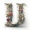 Floral capital letter Urated with flowers and leaves. 3D rendering
