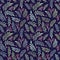 Floral Christmas pattern with berry branch and leaves