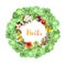 Floral circle border - decorative ornament. Meadow flowers, butterflies. Watercolor