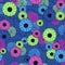 Floral clash on geometric background neon colors seamless pattern