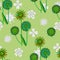Floral composition on lime peel background. Seamless pattern.