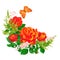 Floral crescent frame with orange Roses and butterfly vintage festive background vector illustration editable