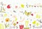 Floral cute banner with flowers, birds, hearts