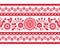 Floral cute Polish folk art vector seamless embroidery long horizontal pattern inspired by traditional designs Lachy Sadeckie from