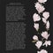 Floral dark grey background with magnolia tree Vector vertical social media template