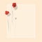 Floral decoration. Birthday card. Blossoming flowers of red poppies on a beige background. Watercolor