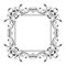 Floral decorative frame. Black ornamental branch