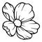 Floral design peony icon, hand drawn style