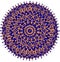 Floral doodle mandala. Sacred geometry. Line orange and blue realistic drawing. Geometric ornamental decor. Vector illustration