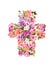 Floral Easter cross with flowers. Watercolor illustration