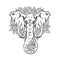 Floral elegant elephant adorned ornament monochrome