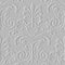 Floral emboss 3d seamless pattern. Embossed vintage white background. Textured repeat backdrop. Surface Baroque Damask ornament.