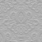 Floral emboss Baroque 3d seamless pattern. Embossed white background. Textured repeat backdrop. Surface Baroque Damask ornaments.