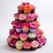 Floral Fantasy: A Tower of Cupcakes Blossoming with Flavor