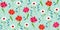 Floral fashion print pattern design. Hand drawn painting spring small flowers. Floral seamless blue background