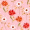 Floral fashion print pattern design. Hand drawn painting spring small flowers. Floral seamless pink background