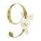 Floral figure. Vintage decorative gold numeral