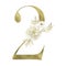 Floral figure. Vintage decorative gold numeral