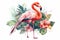 Floral Flamingo Sublimation Clipart isolate on white background.