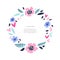 Floral flat circle frame template with text space