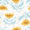 Floral flat hand drawn seamless color pattern