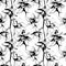 Floral flower narcissus seamless hand drawn pattern. Black and w