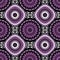 Floral folkloric round mandalas seamless pattern. Vector purple abstract background. Repeat geometric backdrop. Ethnic