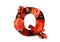 Floral font letter Q from a real red-orange roses for bright design. Stylish font of flowers for conceptual ideas