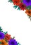 Floral frame, corner design. Beautiful wild garden. Color pencil digital illustration. Vertical Design with beautiful