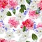 Floral frame with Peony; cherry blossom; magnolia seamless pattern-vector