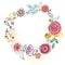 Floral frame, wreath for beautiful design.Colorful natural illustration