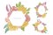 Floral frames with pastel poppy flower, gerbera, sunflower, milkweed, dahlia, veronica