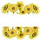 Floral frames and wreaths sunflower yellow watercolor