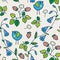 Floral garden kids cold colors pattern