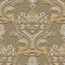 Floral Gold Baroque 3d seamless pattern. Vector embossed golden background. Repeat emboss flowers backdrop. Surface relief vintage