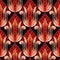 Floral greek ethnic style 3d vector seamless pattern. Abstract red tulips background. Repeat colorful ornamental backdrop. Line