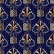 Floral greek key meander seamless pattern. Dark blue vector back