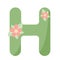 Floral green uppercase letter H for decoration design.